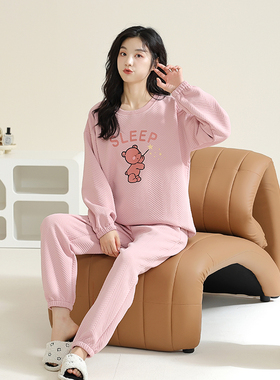 睡衣秋冬款女2025新棉质长袖加厚保暖夹棉空气棉秋冬季家居服套装