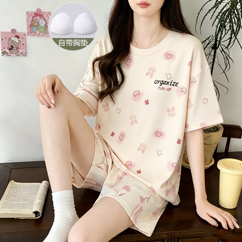 100%棉睡衣女春夏全棉防凸点外穿