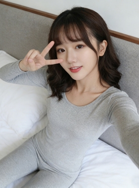 秋衣秋裤套装女纯棉保暖内衣女冬季防寒美体打底线衣全棉毛衫灰色