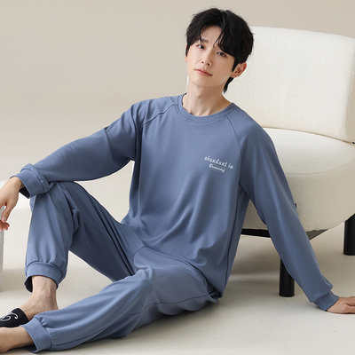100%纯棉睡衣男春秋款休闲网红风