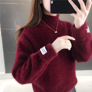 保暖雪尼尔半高领毛衣大码女装胖mm加厚韩版宽松打底针织衫200斤