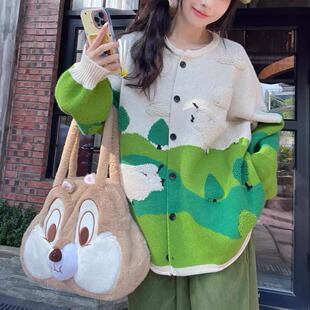 大码女装针织开衫高级感毛衣外套减龄可爱宽松慵懒风遮肉显瘦上衣