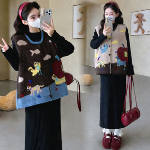 女装 毛衣背心大码 微胖mm宽松慵懒设计感减龄可爱 马夹无袖 针织开衫