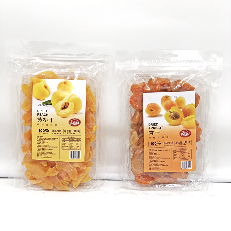 果嘟嘟杏干黃桃干500g袋裝無核
