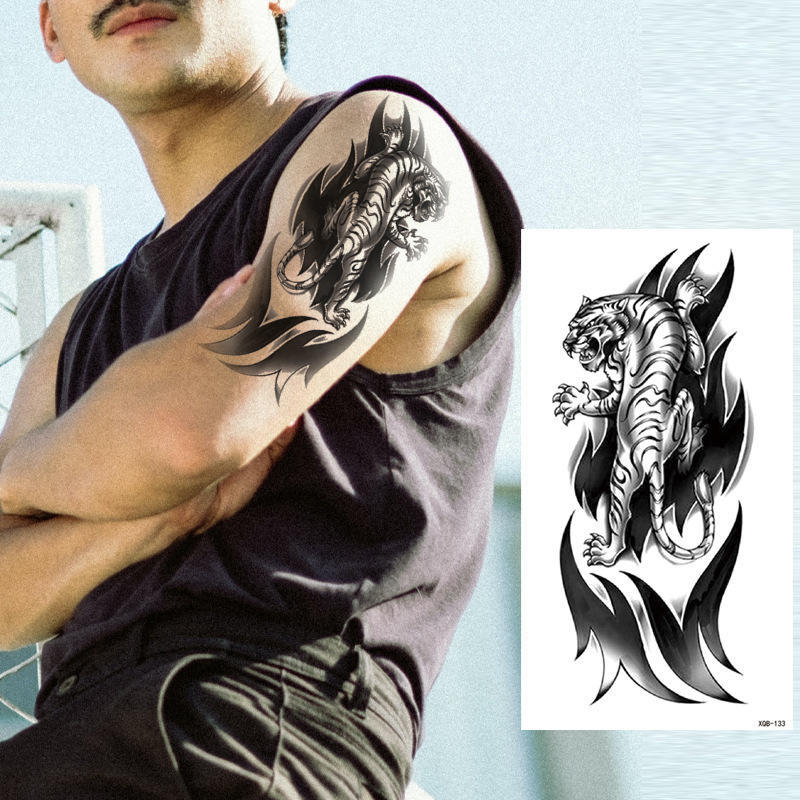 花臂小全臂跨境创意搞怪纹身贴玫瑰艺伎小熊鹿可爱小清新纹身贴纸