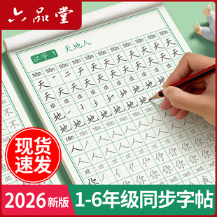 六品堂一年级二年级三字帖练字上册下册人教版 语文同步字帖小学生专用课文儿童每日一练笔画笔顺描红临摹练习生字硬笔书法练字本