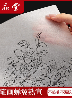 六品堂蝉翼熟宣纸超薄透明工笔画专用临摹过稿线描白描珠光云母国画工笔画小楷书法创作临摹拷贝专用作品宣纸
