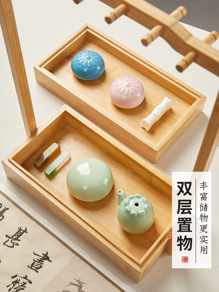 초보자를 위한 LIUPINTANG 서예 스튜디오 세트 초보자를 위한 서예 연습 단단한 나무 펜 스탠드 잉크 스틱 벼루 자 브러시 전문가 수준의 서예 프랑스 그림 선물 장식품 고급 선물 상자