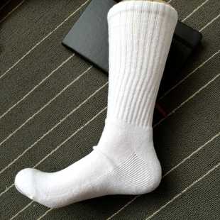 10双黑白袜子毛巾底毛圈纯色棉运动潮中长筒篮球街拍高帮吸汗四季