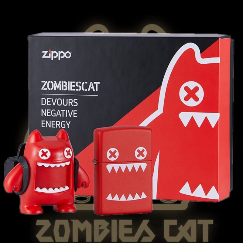 原装正品Zippo打火机 芝宝潮玩手办魔鬼猫礼盒套 彩印哑漆限量版