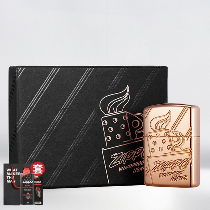 zippo打火机美版限量玫瑰金斜阳