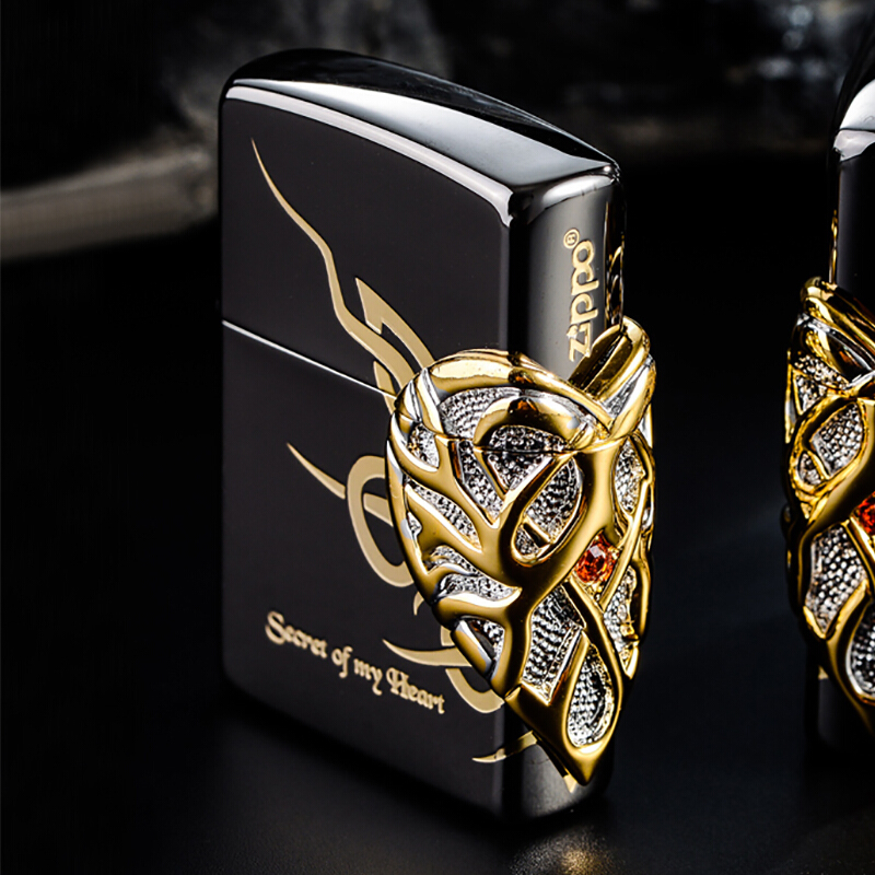 原装正品zippo打火机 黑冰镀金三面心愿 星语星愿 情人节礼物刻字
