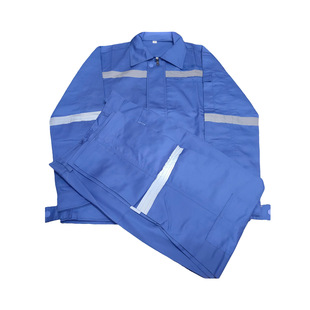 中核五公司加厚蓝色工作服套装涤棉全工艺长袖工厂车间服装