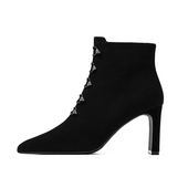 尖头女靴气质水钻粗跟时尚 新款 高跟短靴 2025冬季 HA246013哈森正品