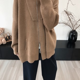 chic easy 休闲时髦感慵懒风双拉链宽松保暖大毛衣女 大萌家