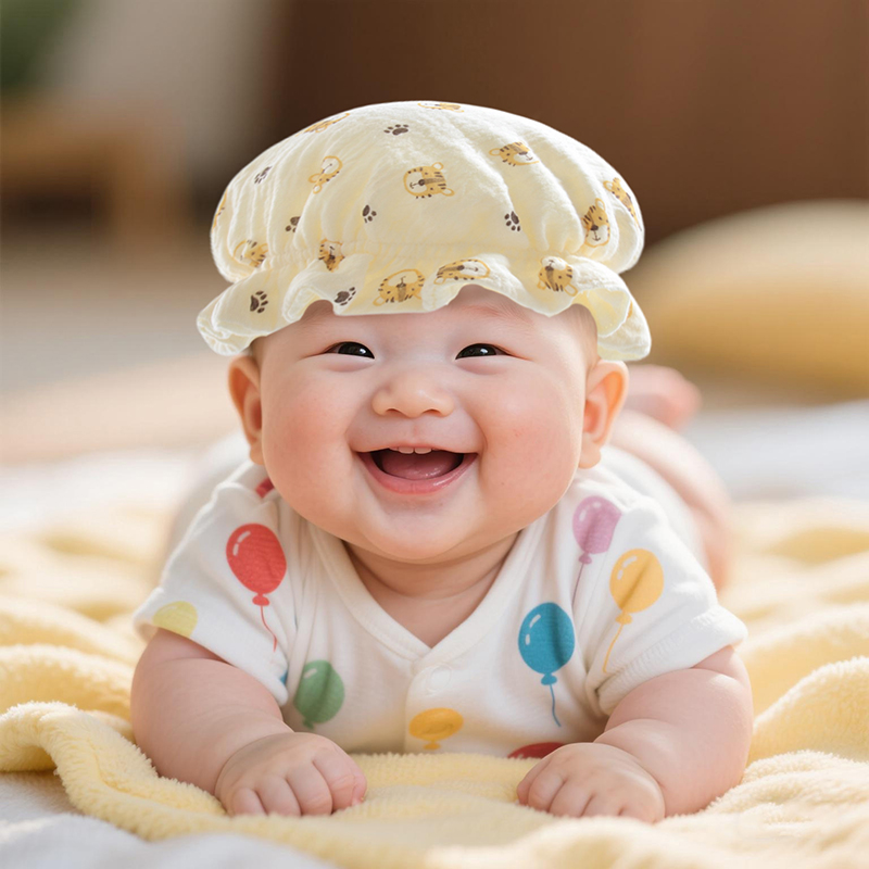 婴幼儿帽子夏季纯棉护卤门0-12个月初生胎帽新生儿套头帽遮阳