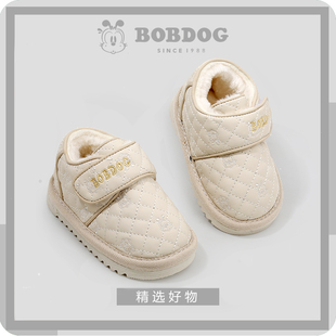 学步鞋 巴布豆雪地靴冬季 3加绒二棉鞋 6岁男童皮面鞋 女宝宝低帮靴2