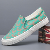 老北京布鞋 时尚 透气一脚蹬青年板鞋 低帮百搭休闲鞋 印花潮男鞋 夏季