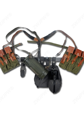 二战MP44帆布装备组普通搭配Y带 水壶 防毒面具罐