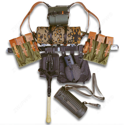 二战MP44/STG装备组 水壶饭盒A架锹雨披帐篷布（复刻影视道具）