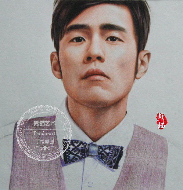 纯手绘包邮高品质超写实彩铅李现杨紫周杰伦肖像画彩铅画定制人像