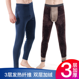 男冬季 内衣裤 加厚超厚保暖裤 绒裤 子 特厚加绒带护膝秋裤 林莺鸟棉裤