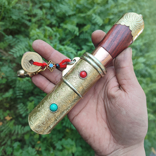 藏式风格短刀藏族特色工艺品收藏小刀唐草花图案送礼摆件未开刃