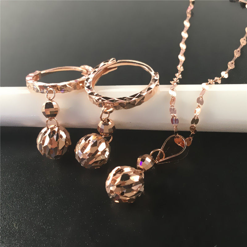 欧雅思珠宝纯玫瑰金585紫金14k玫瑰金彩金镂空吊坠耳环