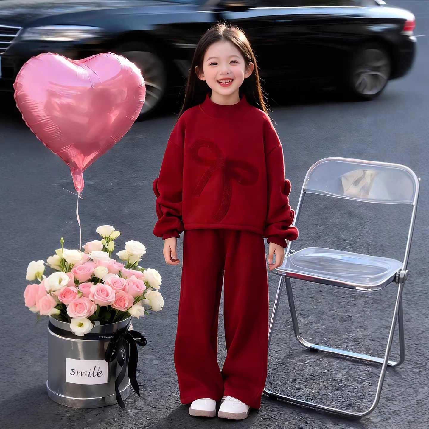 女童新年红色加绒套装冬季2026本命年蝴蝶结卫衣保暖两件套运动风,童装/婴儿装/亲子装,套装,淘宝优惠券,粉丝福利购,淘宝优惠卷