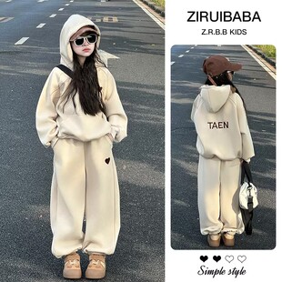 韩系穿搭套装女童春装2026新款中大童女孩春秋洋气卫衣运动两件套