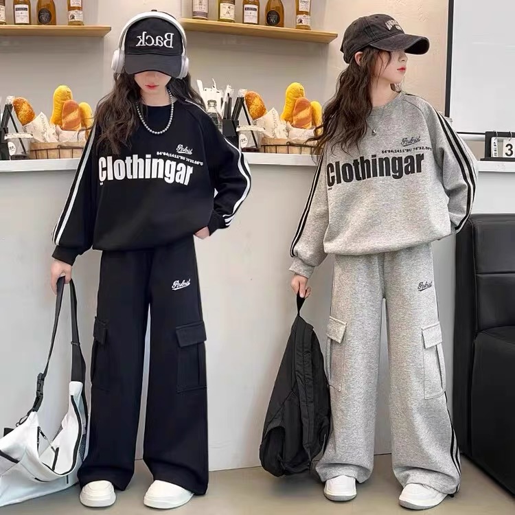 女童秋季套装2025新款时髦大童女装秋装卫衣儿童休闲中学生运动服