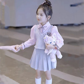 2025新款 洋气儿童春款 学院风裙子春季 女童连衣裙春装 女大童jk套装