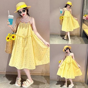 女童夏季连衣裙2026新款女大童海边穿搭度假风沙滩吊带裙海边裙子
