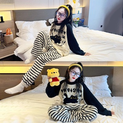 女大童保暖半边绒家居服绒睡衣