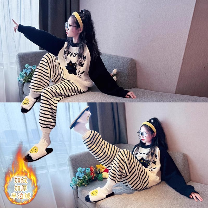 女童睡衣珊瑚绒加绒加厚家居服