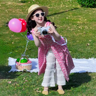 女童夏套装2026新款时髦女孩度假风海边穿搭裙子儿童多巴胺小洋裙