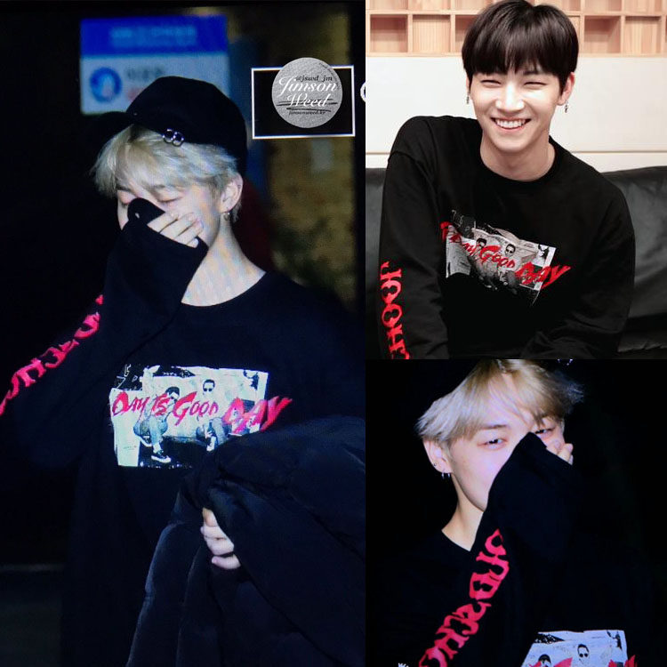 防弹少年团jimin朴智旻got7林在范同款宽松男女加绒圆领卫衣