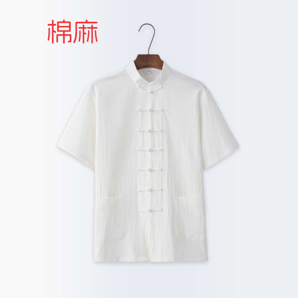 唐装夏季短袖上衣新中式男士衬衫