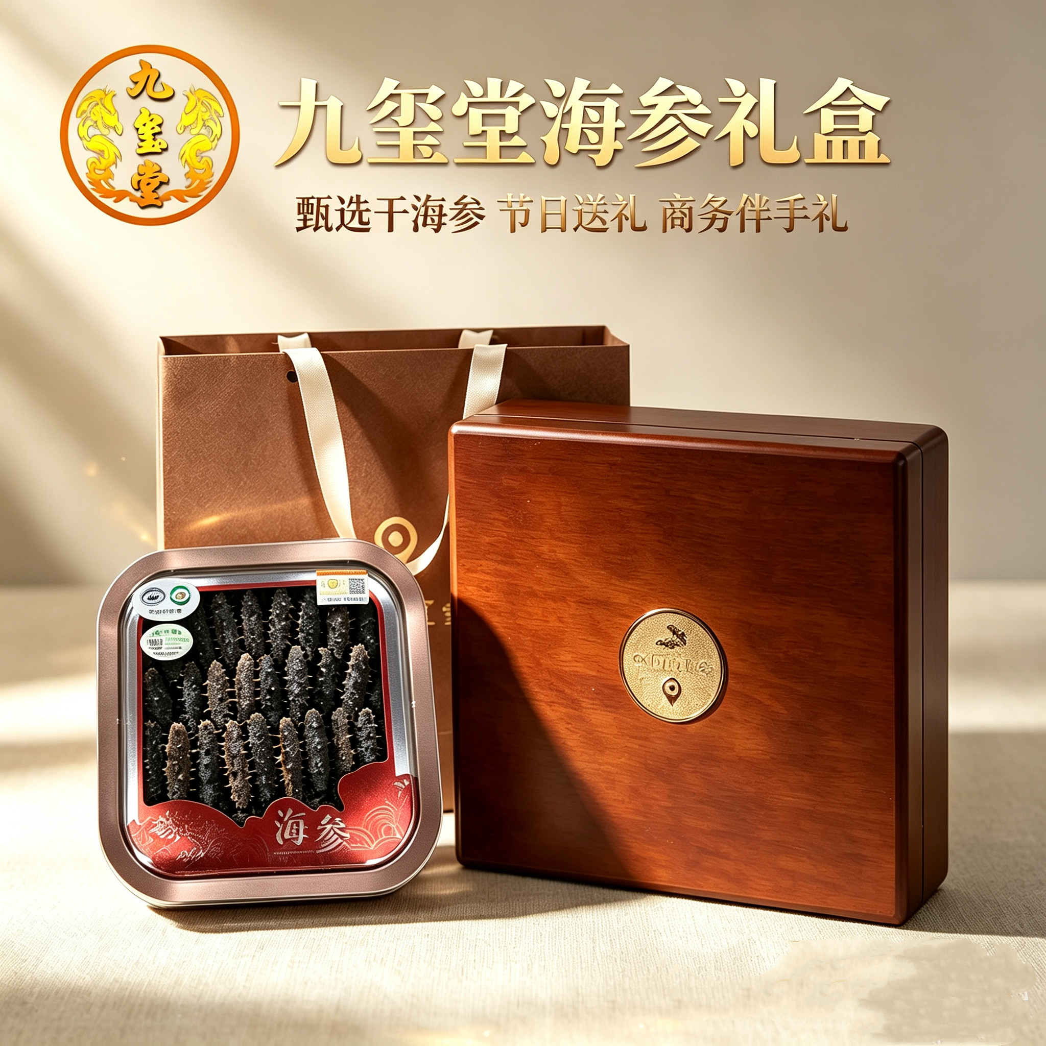 九玺堂大连海参礼盒瓦房店辽参100克/ 250克干参