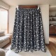 锦衣自制 小碎花清新雪纺裙中长裙半身裙子伞裙a字印花短裙大摆裙