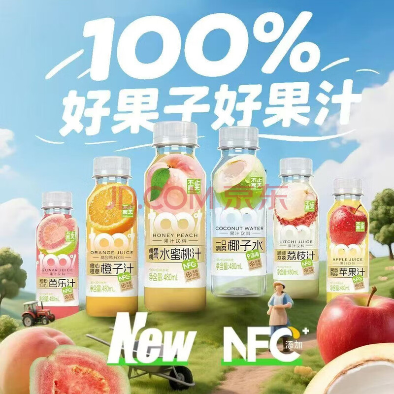 不止夏天100%椰子水FNC添加果汁饮料橙汁荔枝汁苹果汁桃汁芭乐汁