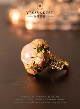 【繁花似锦】2026新款戒指百搭复古铜+手工玻璃+滴油回流气质戒指