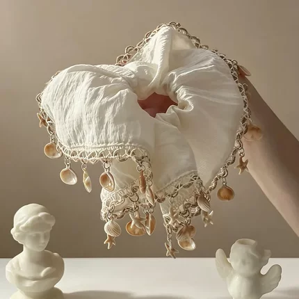 海滨的低语 贝壳海星大方巾发圈女波西米亚度假风头绳扎马尾发饰