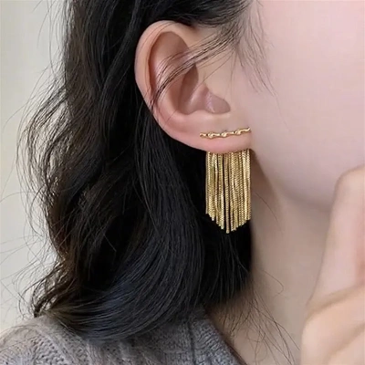 欧美风金属耳环女2026新款时尚气质温柔流苏耳饰竹节跨境百搭耳钉