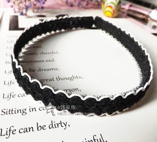 e饰家族 个性黑白软发箍头箍粘发带长刘海贴无痕魔法贴原创饰品