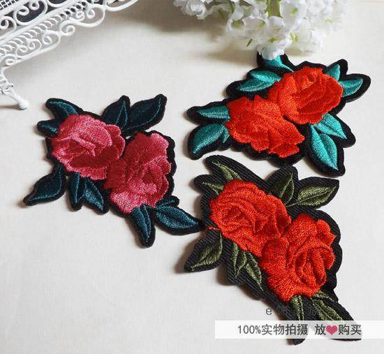 diyT恤花朵刺绣布贴衣服贴补丁贴布牛仔服装牡丹贴花装饰补洞贴