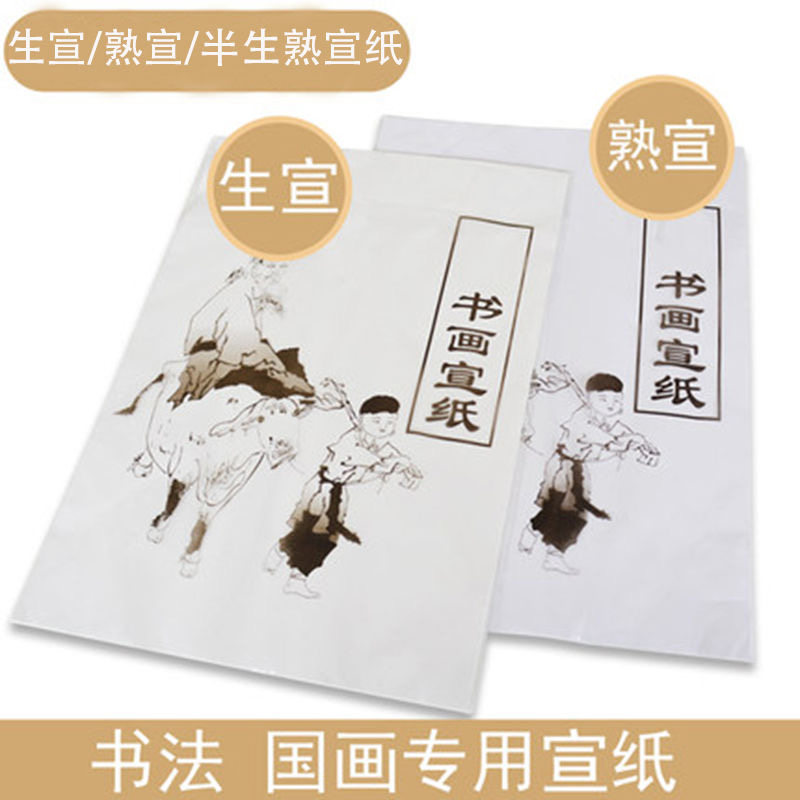宣纸国画生宣四开八开 入门书法绘画 书画成人初学者练习纸半生熟,文具电教/文化用品/商务用品,宣纸,淘宝优惠券,粉丝福利购,淘宝优惠卷