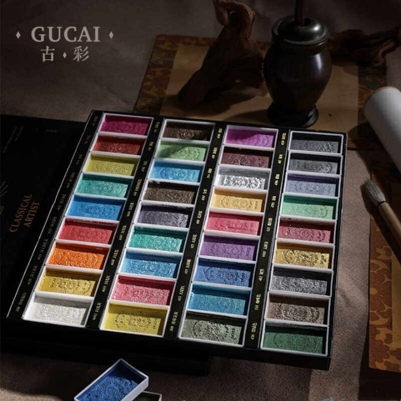 鲁本斯珠光国画颜料24色36色中国画工笔壁画专用套装岩彩专业级,文具电教/文化用品/商务用品,国画颜料,淘宝优惠券,粉丝福利购,淘宝优惠卷