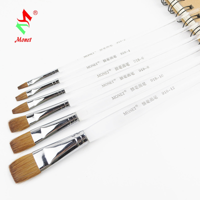 莫奈918狼毫平头水粉笔 透明短杆油画笔水彩 丙烯画笔排笔刷套装