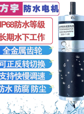 45行星IP68防水电机防尘防腐水下直流减速正反转调速防油24V电机